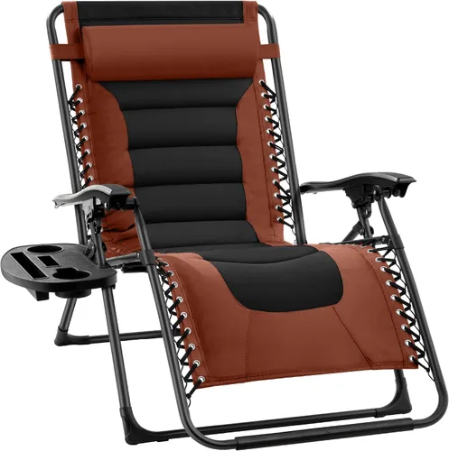 Miniatura 32 de Best Choice Products Silla acolchada de gravedad cero de gran tamaño, reclinable plegable para patio al aire libre, tumbona antigravedad XL