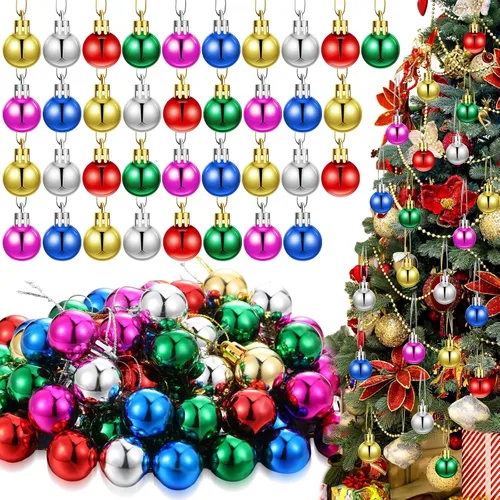 Miniatura 9 de Poen 200 Piezas Mini Adornos de Bolas de Navidad de 0.79 Pulgadas Bolas de Árbol de Navidad Adornos Miniatura para Árbol Coloridos Colgante
