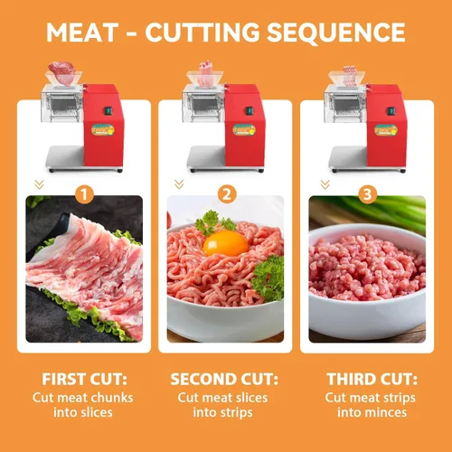 Miniatura 5 de Newhai - Máquina de corte de carne de 850W, máquina comercial para cortar carne de 10mm de alta resistencia, cortadora de carne y trituradora