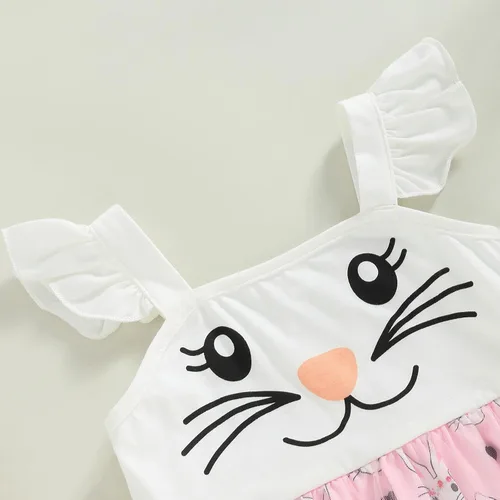 Miniatura 5 de Traje de Pascua para bebé niña, lindo vestido de conejo, vestido de lentejuelas sin espalda, vestidos de juego con tul para recién nacido, ropa