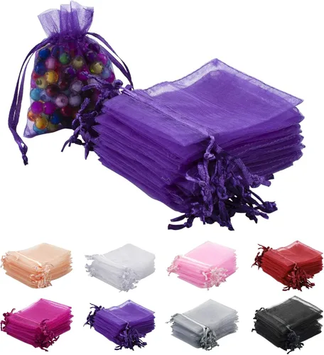 Miniatura 13 de 100 bolsas de organza rosa, bolsas de regalo con cordón transparente de 2 x 3 pulgadas para joyas, aretes, bodas, fiestas, recuerdos de Navidad