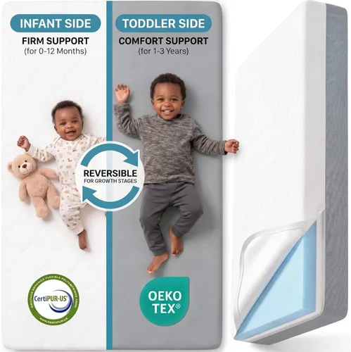 Miniatura 8 de Colchón para cuna de bebé de doble cara, colchón de 5 pulgadas de grosor, suave y firme, de espuma viscoelástica transpirable, colchón estándar 4