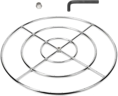 Miniatura 11 de Stanbroil Anillo de quemador de hoguera redonda de 12 pulgadas para gas natural y propano - Quemador de acero inoxidable 304