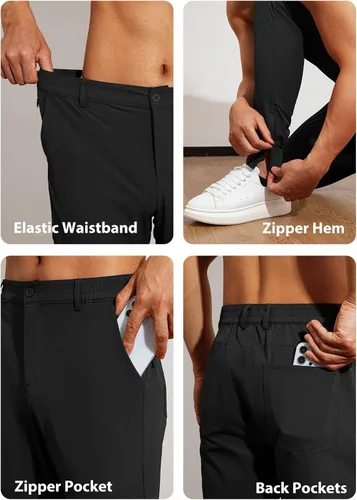 Miniatura 3 de JMIERR Pantalones de golf para hombre Pantalones deportivos elásticos casuales ajustados para senderismo, viajes, trabajo, pantalones de vestir
