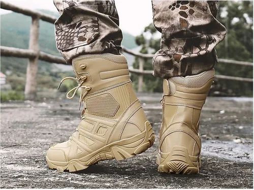 Miniatura 5 de Botas tácticas impermeables para hombre, botas militares de trabajo para el desierto, combate militar, botas de combate para senderismo