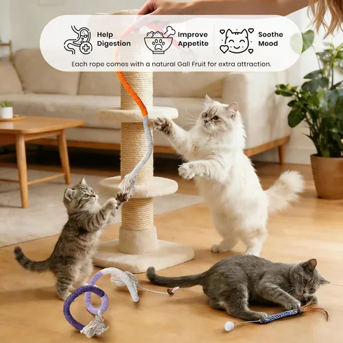 Miniatura 5 de Silvervine - Varillas para gatos y gatos, juguete de cuerda masticable para cuidado dental, limpieza de dientes y alivio de ansiedad, juguetes