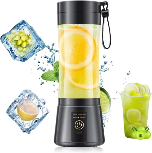 Licuadora portátil inalámbrica de tamaño personal, licuadora de 12.8 fl oz, licuadora y batidos, taza de jugo de viaje sin BPA con potente mezcla,