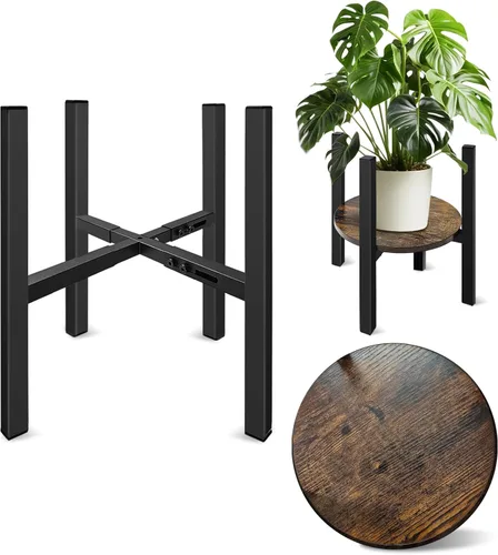 Soporte ajustable para plantas de interior moderno de mediados de siglo, se adapta a macetas de 8 a 13 pulgadas, taburete de madera estable para