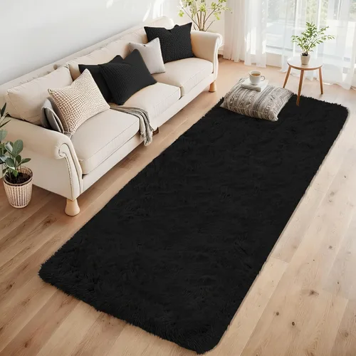Miniatura 6 de Alfombra de pasillo 2x6 para dormitorio: Alfombras suaves de pelo largo lavables, pequeña alfombra de interior de felpa difusa para pasillo, junto a