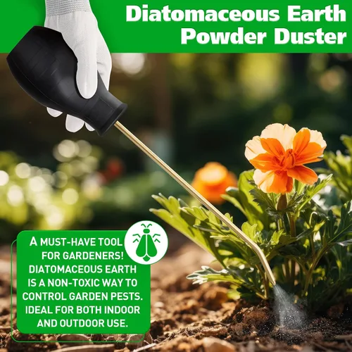 Miniatura 5 de Espolvoreador de Polvo de Tierra de Diatomeas, Aplicador Dispensador de Polvo para Jardín de 8 Onzas con Tubo de Metal Largo, Rociador de Pera