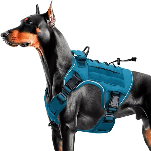 Miniatura 63 de Arnés táctico para perros grandes, chaleco reflectante ajustable sin tirones con sistema Molle, control de grado militar K9 para entrenamiento