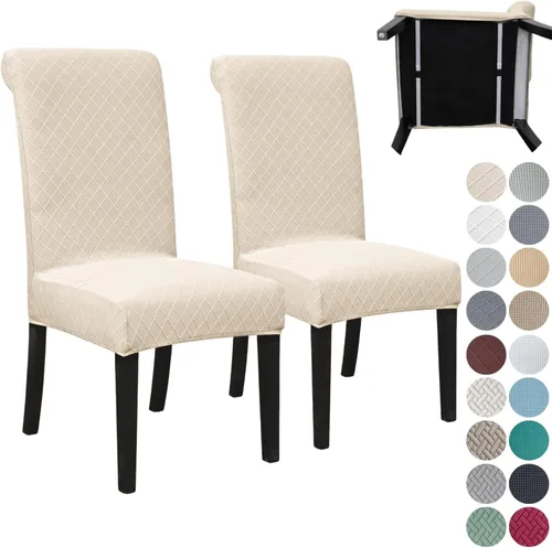 Miniatura 30 de SPRINGRICO Paquete de 2 fundas para sillas de comedor con cinturón de seguridad, fundas elásticas para sillas Parsons lavables, fundas protectoras