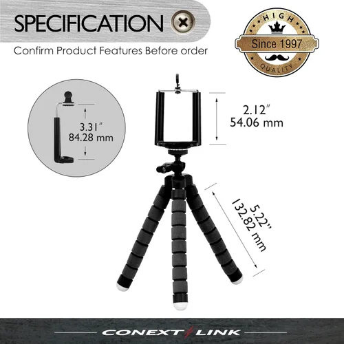 Miniatura 2 de Soporte universal ajustable para teléfono con trípode de pulpo para cámara de iPhone (negro)