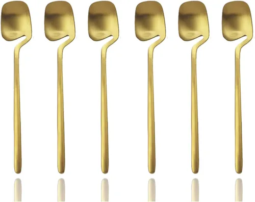 Miniatura 8 de JASHII Cuchara de mermelada de miel, mini cuchara de café de acero inoxidable, cucharadita, 6 piezas (plata mate)