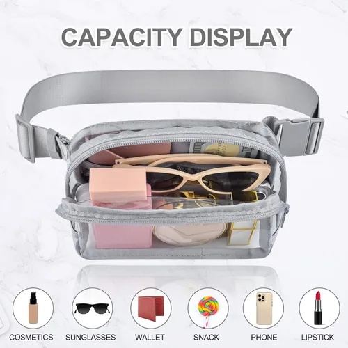 Miniatura 9 de Riñonera transparente para eventos de estadio, bolsa de cinturón transparente para mujeres y hombres, para conciertos, deportes, playa, senderismo