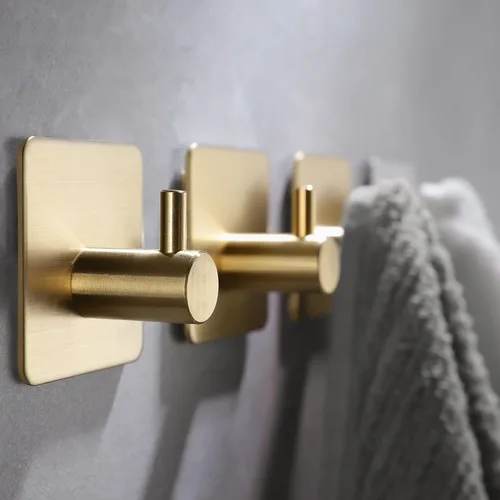 Miniatura 10 de YIGII Ganchos adhesivos/Gancho para toalla - Ganchos de pared que se adhieren, resistentes para colgar toallas/abrigo/sombrero/bolso en baño, Negro-a
