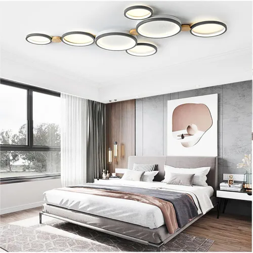 Miniatura 17 de Lámpara de techo LED de 3 luces, 22 pulgadas, moderna lámpara de techo empotrada de madera de 20 W regulable para sala de estar, dormitorio, cocina