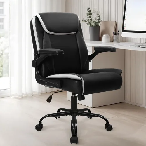 Miniatura 2 de NEO CHAIR Silla ergonómica ejecutiva para computadora de escritorio, oficina, juegos, de cuero con reposabrazos abatibles acolchados ajustables