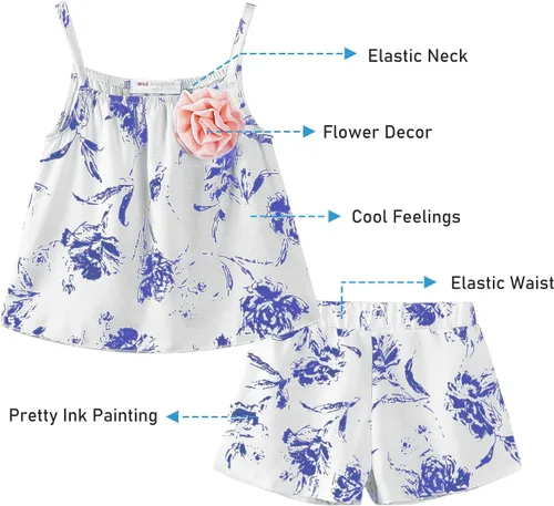 Miniatura 40 de LittleSpring Conjunto de verano para niñas con camiseta sin mangas y pantalones cortos florales