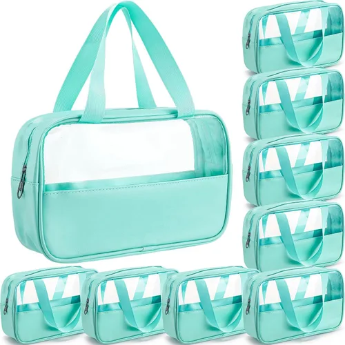 Miniatura 15 de Buryeah 9 piezas translúcidas bolsa de maquillaje organizador de artículos de tocador para mujeres y hombres, bolsa de viaje portátil impermeable