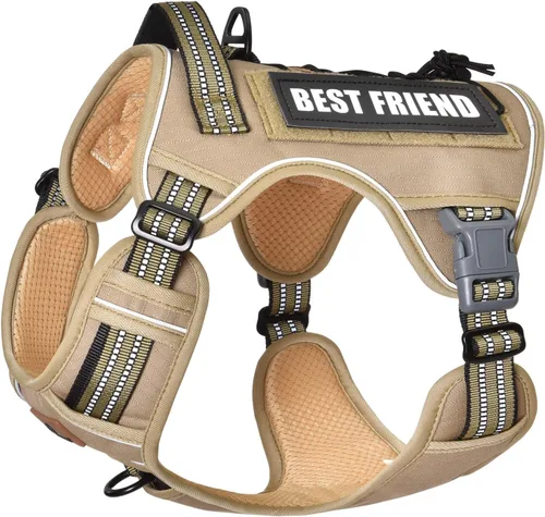 PET MARVEL Arnés para perro resistente con asa, chaleco ajustable sin tirones para exteriores con hebillas de metal, panel MOLLE y tiras