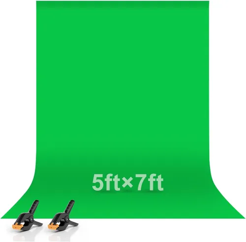 EMART Telón de fondo de pantalla verde de 5 x 7 pies, tela de cortina de poliéster resistente a las arrugas, hoja de tela de pantalla verde croma