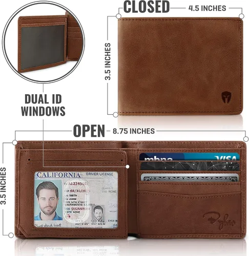 Miniatura 4 de Billetera de dos espacios para identificación, sostenedor de RFID, compartimento para tarjetas de capacidad extra, lo mejor en protección