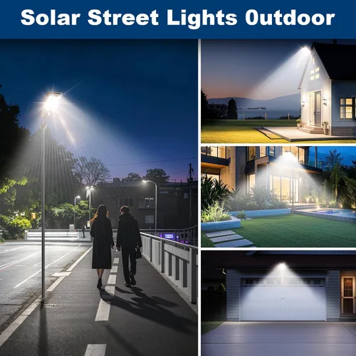 Miniatura 9 de Luz solar de calle de 6500 K, luz solar IP66 impermeable con sensor de movimiento con control remoto, funciona con energía solar del atardecer al
