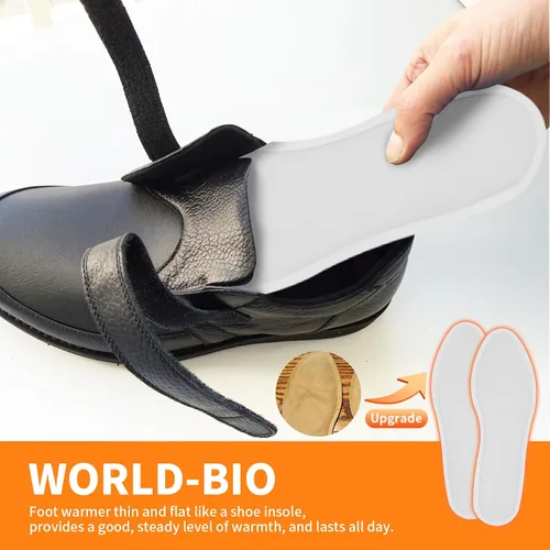 Miniatura 4 de WORLD-BIO Calentadores de pies desechables, 10 pares, calentador activado por aire, seguro, natural, de larga duración, 8 horas, calentadores