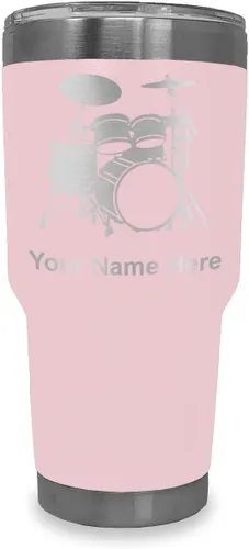 Miniatura 17 de LaserGram Vaso aislado al vacío de 20 onzas, juego de batería, grabado personalizado incluido (negro)