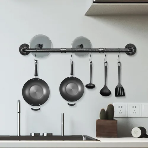 Miniatura 5 de NearMoon Toallero industrial de tubería, accesorio de toallero de baño resistente, montaje en la pared, soporte para toallas de baño de hierro