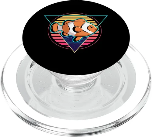 Miniatura 7 de Clown Fish Futuristic Synthwave Vaporwave Aquarium Clown PopSockets Adhesive PopGrip