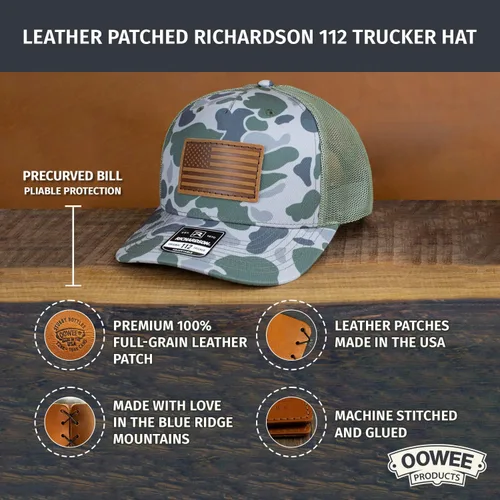 Miniatura 4 de Oowee - Sombrero de cuero con parche Bandera americana Richardson 112 Trucker Hat