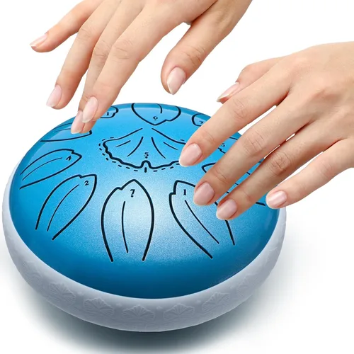 Miniatura 9 de Lronbird Tambor de lengua de acero, instrumento de percusión de 11 notas de 6 pulgadas para educación musical, meditación, relajación, calmante