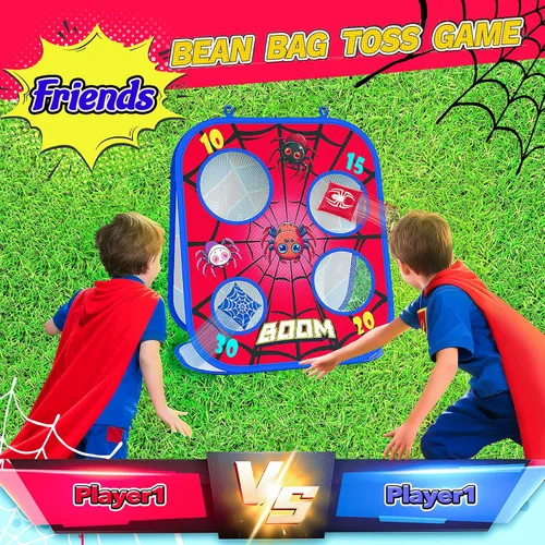 Miniatura 2 de Juego de Lanzamiento de Bolsas de Frijoles Araña, Tablero de Cornhole 3-en-1, Juguetes al Aire Libre para Niños, Actividad de Fiesta Familiar