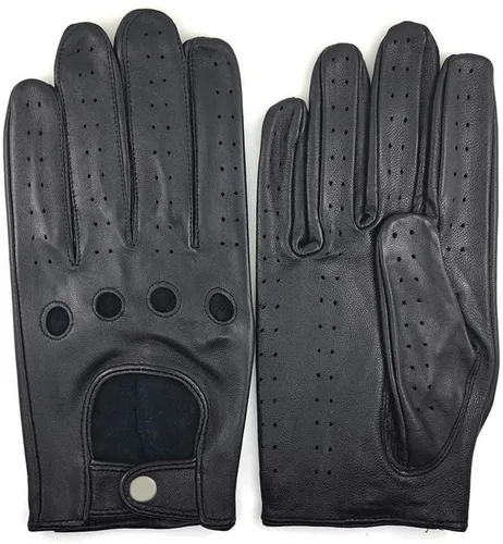 ZLUXURQ Guantes de conducción profesionales de cuero con pantalla táctil para hombre, sin forro - Suaves y delgados de piel de cordero italiano