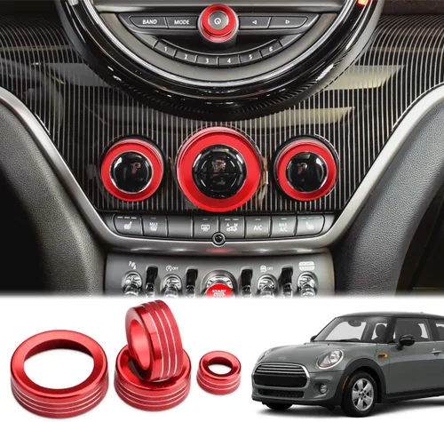 Miniatura 5 de Auovo Cubiertas de perilla de volumen para MINI Cooper - Compatible con anillos de interruptor de aire acondicionado 2014-2022