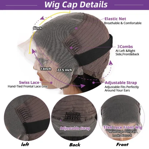 Miniatura 7 de Pelucas de cabello humano con encaje frontal HD de 13 x 6 pulgadas, cabello humano prearrancado, color negro natural, sin pegamento, peluca