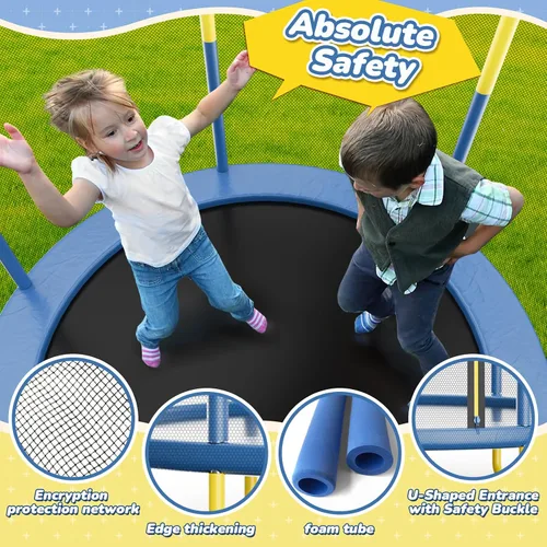 Miniatura 4 de Trampolín interior de 6 pies para niños de 1 a 8 años, mini trampolín para interiores y exteriores de 72 pulgadas con red de seguridad, aro