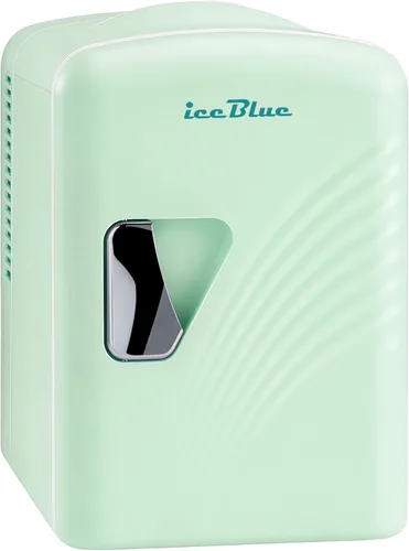 Miniatura 10 de Iceblue Mini refrigerador, refrigerador pequeño retro de 4 litros/6 latas, enchufe de CA y cargador de coche de 12V, refrigerador para productos