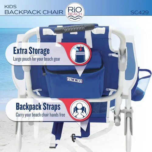 Miniatura 7 de Rio Beach - Silla de playa plegable con mochila plana de 5 posiciones para niños, surfista de surf Multi