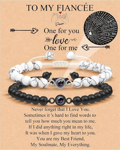 Pulsera con texto en inglés "I Love You" para parejas, regalos para mi hombre, novio, novia, marido, esposa, mi amor, prometida, para el día de San