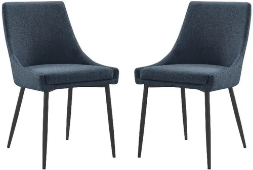 Modway Vizconde - Sillas de comedor laterales tapizadas de tela en color negro y azul - Juego de 2