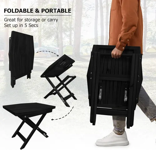 Miniatura 5 de Melino Mesa auxiliar plegable de madera para exteriores, con certificación FSC, acacia resistente a la intemperie, mesa pequeña plegable de madera