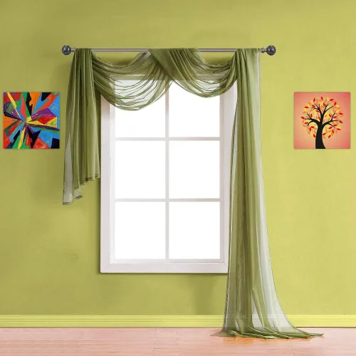 Miniatura 20 de Warm Home Designs Bufanda transparente de 24 pies de largo color azul polvoriento. Estas bufandas de cenefa de longitud XXL de 54 x 288 pulgadas