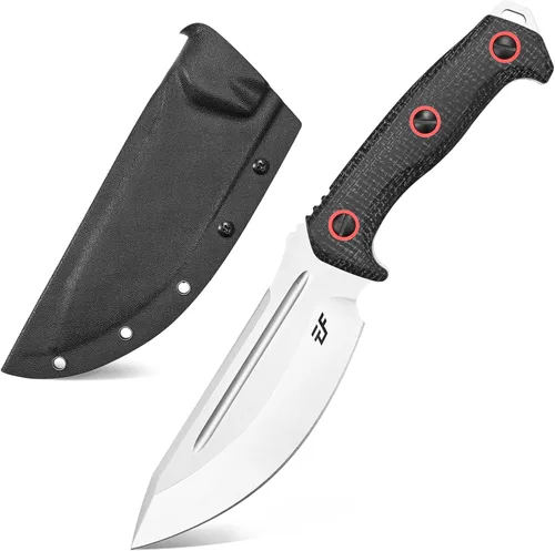 Eafengrow EF137 Cuchillo de hoja fija, hoja de acero N690, mango Micarta Cuchillos fijos EDC de espiga completa para actividades al aire libre, Negro