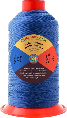 Miniatura 131 de Mandala Crafts - Hilo de nailon para coser cuero, tapicería, mezclilla y para trenzar el pelo; resistente, 1500 yardas, tamaño 69 T70 Marrón