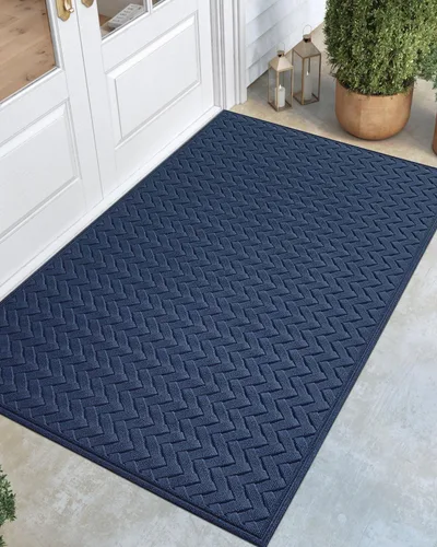 Miniatura 22 de DEXI Tapete para puerta delantera, entrada exterior, 17 x 29 pulgadas, tapete de goma para puerta trasera, resistente, antideslizante de perfil negro