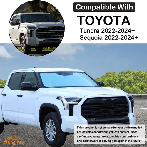 Miniatura 2 de Aunginsy Parasol para parabrisas delantero compatible con Toyota Tundra/Sequoia 2022-2024, parasol plegable reflectante para rayos UV y protección