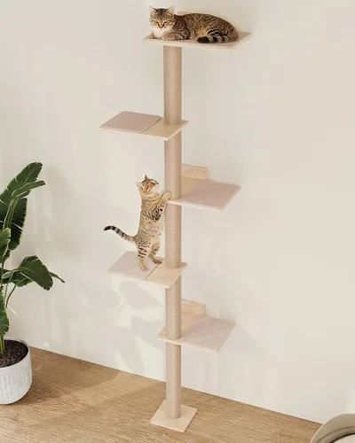 Miniatura 7 de Aechonow Árbol para Gatos de Pared de 80 Pulgadas de Alto, Cama Percha Superior de 15.8 Pulgadas para Gatos Adultos Grandes, Torre Ajustable